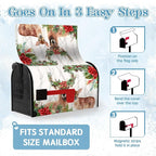 Xmas Deer Mailbox Covers Magnetic Large Size Winter Floral Mailbox Wraps 21x25.5 Inch Oversized Christmas Deer Post Box Cover Outside Decorations for Garden Yard