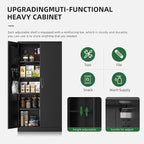 Greenvelly Metal Garage Storage Cabinet with with Pegboard,Black Tool Steel Cabinet with Doors and Adjustable Shelves, Tall Lockabke Garage Cabinet for Home Office, Garage, School,Pantry(36x18)