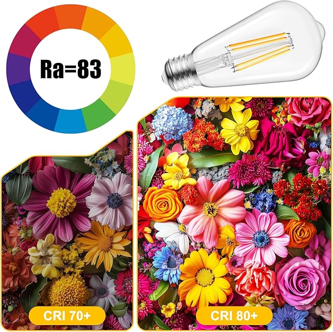 Brightown 6 Pack LED Edison Light Bulbs, 6W, Equivalent 60W, High Bright 2700K Warm White,750 Lumens, Non-Dimmable, E26 Base ST58 Antique Filament Bulbs with 80+ CRI for Ceiling Fan Bathroom Porch