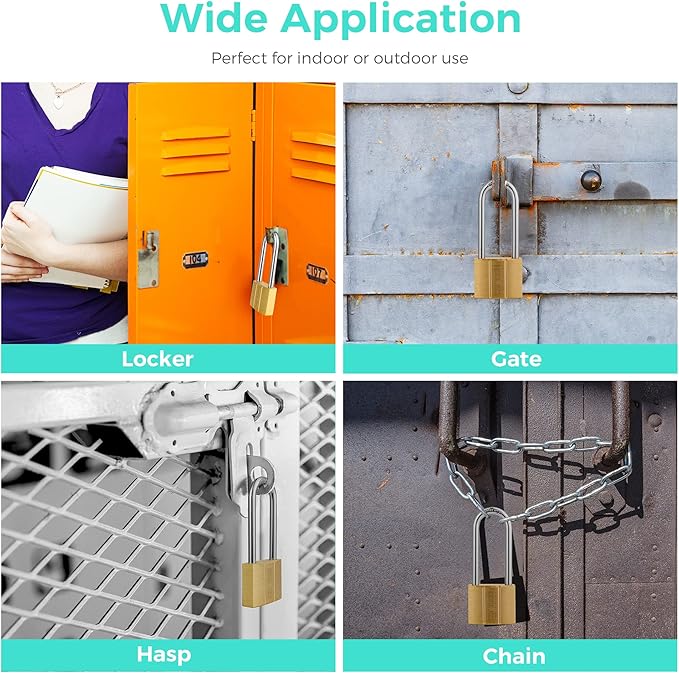 81/40L-4P Long Shackle Keyed Padlock (Keyed Alike, Waterproof, Solid Brass Lock) for Sheds, Storage Unit, School, Gym Locker, Fence, Toolbox, Hasp, Storage - 1-9/16 in. (40 mm L) *4