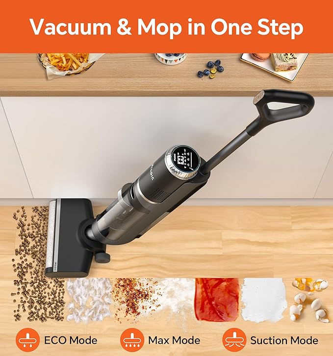 IMAGIC M3 Wet Dry Vacuum Cleaner, Cordless Vacuum Mop All in One for Hard Floors, Lightweight Floor Cleaner for Sticky Messes with Edge Cleaning, Self-Cleaning and Hot Air Drying, Grey