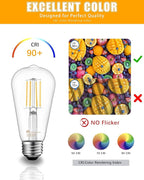 MASTERY MART 10 Pack Vintage Edison Bulbs, E26 Led Bulb 5.5W Equivalent to 60W, Dimmable, 2700K Soft White, High Brightness Antique ST19, Clear Glass