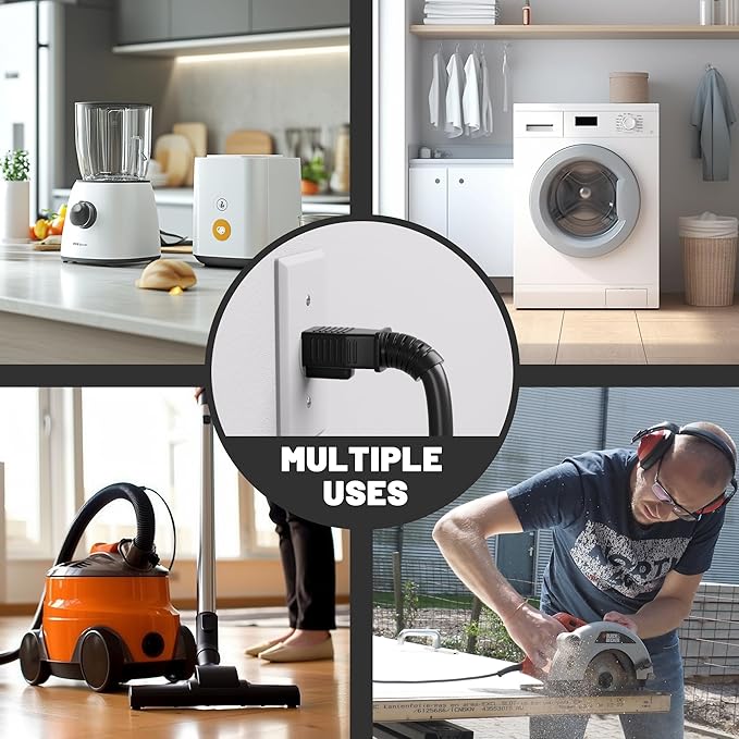 16/3 Black Indoor Outdoor Extension Cord 10 Ft Waterproof, Heavy Duty Extension Cord with 3 Prong Grounded Plug,13A 1625W 16AWG SJTW, Flexible Weatherproof Power Cable for Offices, Gardens and Lawns