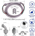 (1/2" Dia * 6 Feet with Wire) Yariwiz Flexible Electrical Conduit Liquid Tight PVC Conduit Kit with 3-Conductor 10 Gauge AWG Wires, Sealtight Seal Flex Liquidtight Wire Outdoor Non Metallic Grey