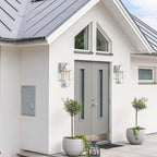 PARTPHONER Modern Outdoor Light Fixtures Dusk to Dawn Outdoor Lighting 2 Pack, 15" Exterior Wall Sconce Waterproof Outside Porch Light for House with Water Glass for Garage Doorway Silver