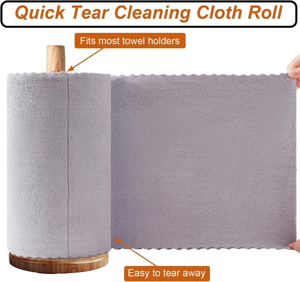 80 Pack Microfiber Cleaning Cloth Roll,Lint Free Rags & Tear Away Reusable Towels Washable Scratch,Ultra Absorbent Dish Rags(12" x 12") for Car Kitchen Home Garage-Light Purple