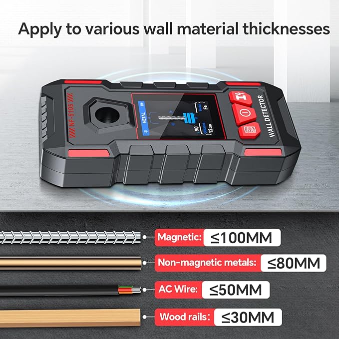 Stud Finder for Walls, Rechargeable Stud Finder Wall Scanner with Upgraded Intelligent Chip for Wood Metal Studs AC Wires Joists Pipes, Support HD LCD Display and Voice, Accurate Positioning