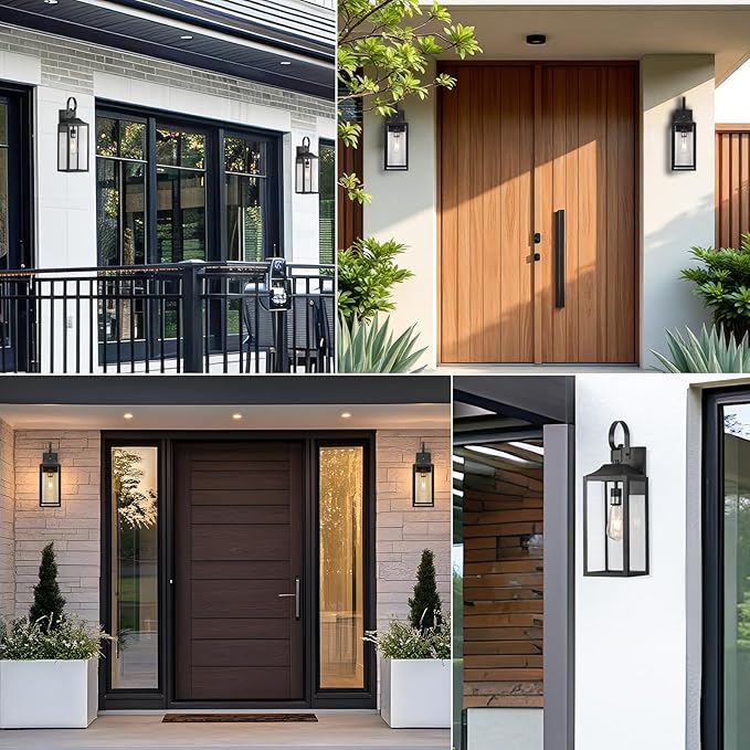 19" Large Outdoor Light Fixture 2 Pack, Porch Lights Sconce Exterior Lighting Fixtures, Black Outside Lights for House Modern Wall Lantern, Anti Rust Outside Coach Lamps for House, Doorway, Garage