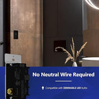 LIDER Dimmer Paddle Switch for Dimmable 300W LED/CFL Lights, 1-Pole or 3-Way, 120 V, Modern Upgrade, UL Listed, Wall Plate Included, Black, 2 Pack