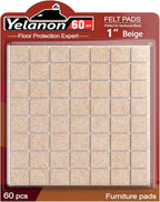 Yelanon Felt Furniture Pads -60 Pcs Premium Felt Pads for Chair Legs Furniture, Floor Protectors for Hardwood Floors, Beige