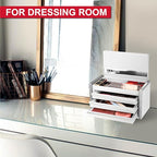 P.I.T. Mini White Tool Box, Portable 3 Drawer Steel Stackable Tool Box with Magnetic Tab Locking, White Micro Top Chest with Liner for Tools Storage and Organizers, Home DIY