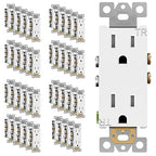 ENERLITES Decorator Receptacle, Tamper-Resistant Wall Outlet, Gloss Finish, Residential Grade, 3-Wire, Self-Grounding, 2-Pole, 15A 125V, UL Listed, 61501-TR-W-40PCS, White (40 Pack)