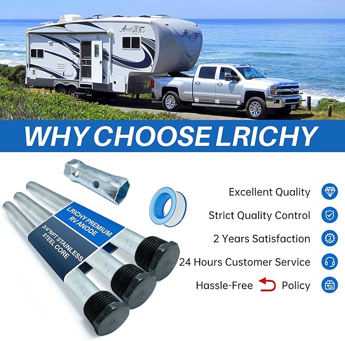 RV Water Heater Anode Rods 9.25" x 3/4" NPT (3-Pack), Premium Magnesium Anode Rod Kit for Suburban hot Water heaters 232767, Extended Life Protecting Anode Rods for Water Heater Liner