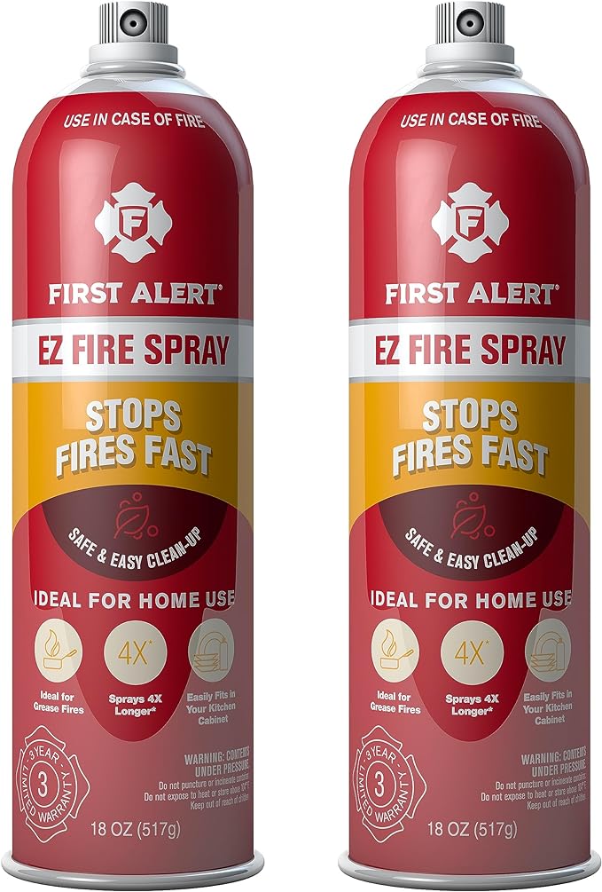 First Alert EZ Fire Spray, Extinguishing Aerosol Spray, Pack of 2, AF400-2, RED
