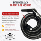MP Maresh Products Vacuum Hose Replacement Compatible with Shop Vac Style Wet Dry Vacuum Cleaner - Crushproof Dust Collection Hose for Industrial and Commercial Use with Suction Control - 20' x 1-1/4"