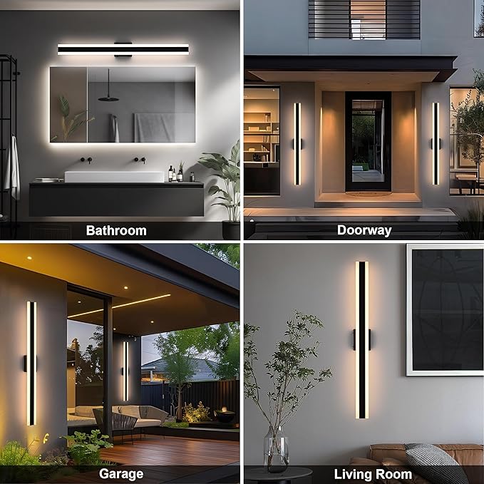 TODOLUZ 2-Pack 40-Inch LED Long Outdoor Wall Light Fixture, 30W IP65 Waterproof Exterior Linear Wall Mount Lighting, 5 Color Temperature Mode (3000K/3500K/4500K/5000K/6000K)