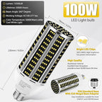 100W 2 pack LED Corn Light Bulb,(1000W Equivalent )Commercial Grade DayLight 5000K E26/E39 14200LM Medium Mogul Base LED Lamp,Large Area Lights For Outdoor Indoor Garage Warehouse Factory Bay Light