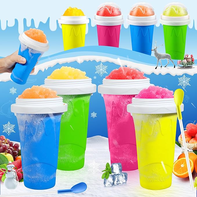 Tgosomt Slushie Maker Cups, Quick Magic Squeeze Slushy Cups, DIY Frozen Smoothies Cups, Juice Milk shake Yogurt Ice Cream Maker, Double Layers Cooling Cups, Cool Fun Gifts (Blue)