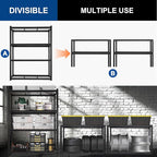 BILT HARD 4-Tier Metal Garage Storage Shelves, 46" W x 24" D x 72" H Industrial Heavy Duty Garage Shelving with Adjustable Shelf, Steel Utility Shelves for Warehouse, Workshop, Basement