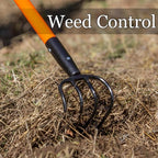 VNIMTI Cultivator for Gardening, 4 Tines Garden Cultivator with Fiberglass Handle, 58 Inches