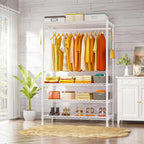 Ulif H4 Plus Garment Rack, 4-Tier Portable Clothes and Clothing Rack for Bedroom and Cloakroom, Closet Storage and Organizer Wardrobe System, 45" W x 14" D x 76.4" H, Load 522lbs, White