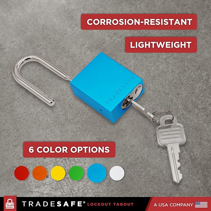TRADESAFE Lockout Tagout Locks Set - 10 Blue Aluminum Loto Locks, Keyed Different Lock Out Tag Out Padlocks, 2 Keys Per Lockout Padlock, OSHA Compliant
