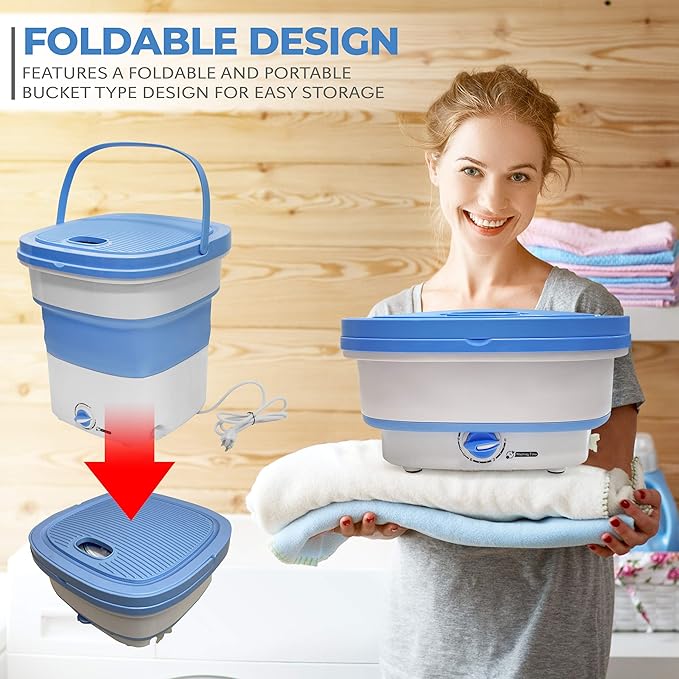 PURE CLEAN Portable Washing Machine Mini Washer Lightweight Collapsible Bucket - Perfect for Camping, Travelling, Apartment