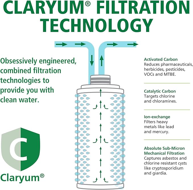 AO Smith Water Filter for Sink Faucet - Advanced Direct Connect Under Sink Water Filter System - Claryum Filtration Reduces 99% of 78 Harmful Contaminants - AO-MF-ADV