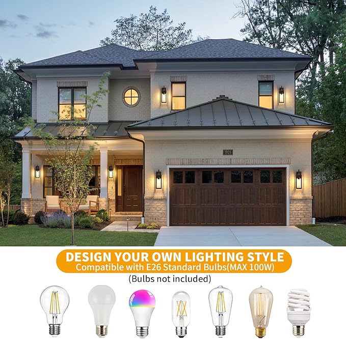 18'' Large Outdoor Wall Lights 2 Packs, Modern Brown Exterior Lighting Fixtures, Waterproof Outdoor Sconces Porch Light for House Wall Mount, Farmhouse Wall Lanterns for Front Door, Garage