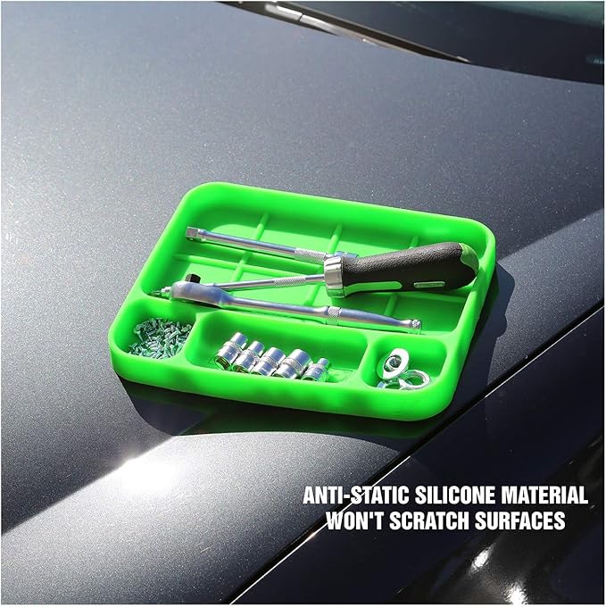 OEMTOOLS 22417 Flexi-Tray, 3 Piece Set, Includes Small, Medium, and Large Rubber Tool Mat Trays, Heat and Oil Resistant Silicone, Round-Bottom Compartments