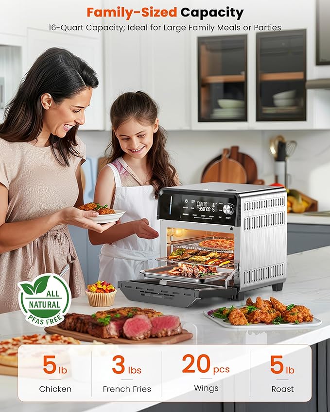 Nuwave Combi Steam Oven, Non-Toxic Stainless Steel Multi-Cooker with Air Fry, Steam, Sous Vide, Toast & More, 50-450°F Precision, 120 Presets, Moisture Control, Programmable, Easy to Clean