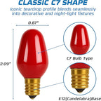 OHLECTRIC Night Light Bulbs (24 Pack – Red), 7 Watt Mini Bulbs – E12 Candelabra Base, Non-Dimmable, 120 Volts – C7 Night Light Lamp Replacement Bulb for Salt Lamps, Window Candles, Holiday Decor