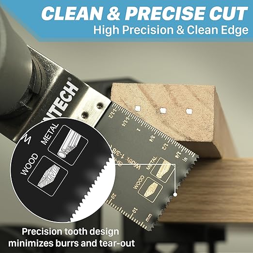 KEENTECH 50PCS Bi-Metal Oscillating Tool Blade for Wood & Metal, General Purpose Multitool Blade for Wood Panel, Nails, Bolts, Screw, Drywall, Quick Release Oscillating Saw Blade for Fine Finish