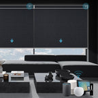 SmartWings Motorized Smart Blinds with Remote, Custom Automatic 100% Blackout Roller Shade Compatible with Alexa/Homekit/Google, Electric Smart Blinds for Indoor Windows, Eclipse Onyx Black