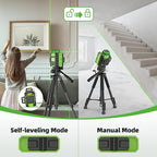 Huepar Laser Level 360 Self Leveling, Rechargeable Green Laser 3x360° Cross Line Lazer Leveler 3D Level Laser Tool for Construction and Picture Hanging, Strong Magnetic Bracket&Hard Carry Case -HM03CG