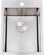 SHACO 15x20 Inch Drop In Bar Sink, Small Kitchen Sink for RV, 16 Gauge 304 Stainless Steel Topmount Handmade Wet Prep Single Bowl for Yard Office Utility Laundry with Grid & Drain