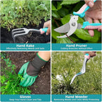 MelonArt Garden Tool Set,8 Pcs Gardening Hand Tool Starter Kit for Women Heavy Duty Outdoor Tool Kit Aluminum Alloy with Non Slip Ergonomic Handle, Ideal Gifts for Women and Men, Green&Pink