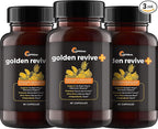 Golden Revive + Joint Support Supplement Featuring Turmeric with Black Pepper, Quercetin, and Magnesium- Turmeric Black Pepper Supplement - 6 Active Ingredients - 60 Capsules, 3 Pack