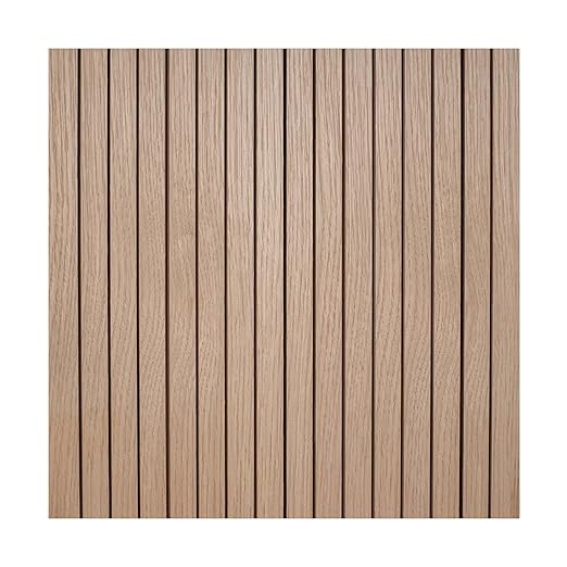 Outwater 4ft Wide x 8ft High x 5/32in Thick Unfinished White Oak Veneer Decorative Wall Tambour Panel with 3/4in 30-Degree Groove Slats – Flexible and Customizable for Interior Design