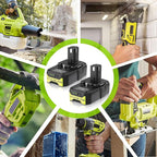 2 Packs P103 18V 3000mAh Lithium Battery Compatible with Ryobi 18V Cordless Power Tools