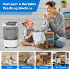 COSTWAY Mini Portable Washing Machine, 5.5 lbs Capacity, Compact Laundry Washer with Spin Tub & Drain Hose, Perfect for Apartment Dorms RV Home (Grey)