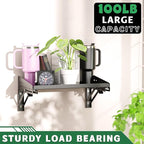 ULIBERMAGNET Garage Folding Storage Rack Shelves,100LB Metal Wall Mounted Adjustable Rail Shelf for Garage,Power Tools,Toolbox,Storage Shelves with Lip for Workshop Kitchen Office (2 Pack)