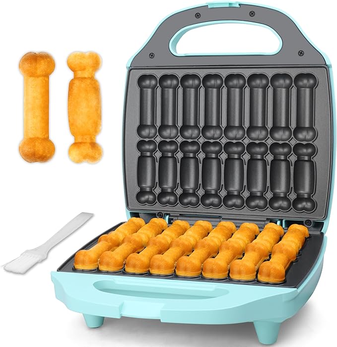 Baker's Friend Dog Treat Maker Machine in 2 Shapes, 16 Bones Dog Treat Molds Gifts for Dog Lovers, Personalized Dog Gifts, Snack Machine, Brush & Recipes Included, Aqua