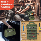 Roll Up Tool Bag, Gifts for Men Dad Husband Him Christmas, Mens Stocking Stuffers, Portable Tools Storage for Men, Heavy Duty Tool Organizer W/Detachable Pouches for Electrician Mechanic Carpenter