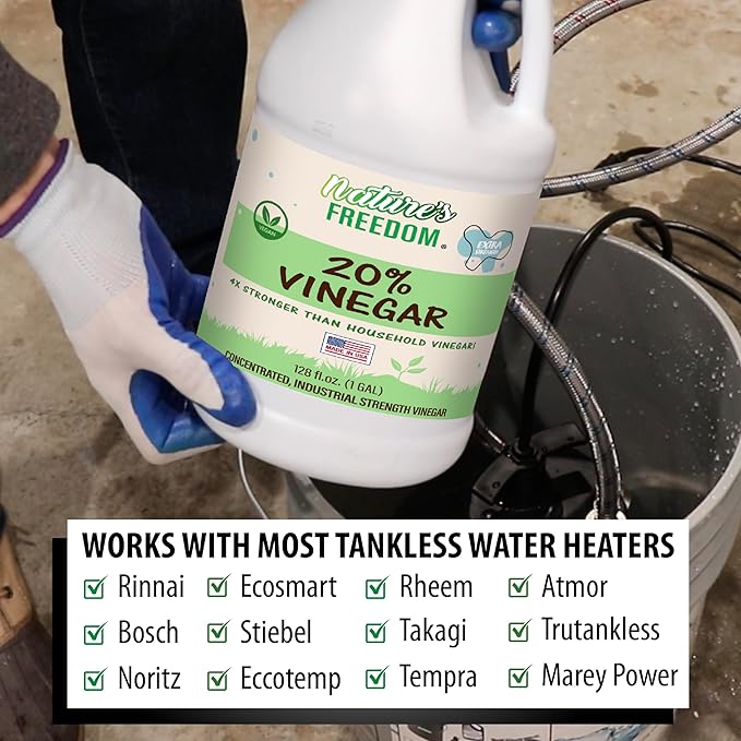 Tankless Water Heater Flush Kit with Gallon Concentrated Vinegar, Dilutes to 4 Gallons