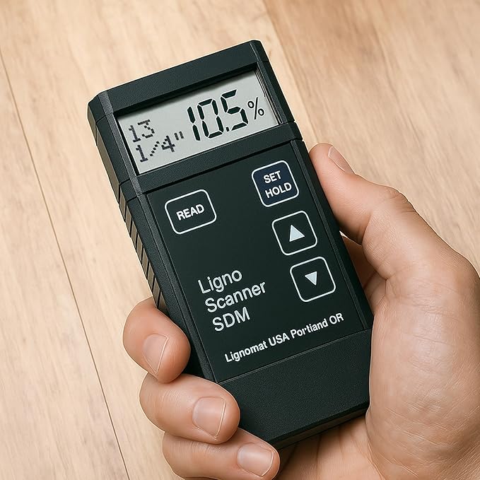 Ligno Scanner SDM Pinless Moisture Meter - Wood Moisture Meter for Hard & Soft Woods, Bamboos, Drywall & Concrete - Dual-Depth Humidity Tester & Detector for Flooring Inspectors & Flooring Installers
