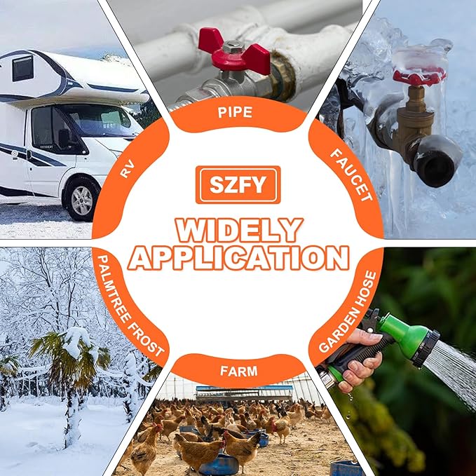 50FT Heat Tape for Water Pipes, -40°F Deicing Cable,Pipe Heating Cables for Roof,Gutter，Farm，Freeze Protetion Heat Trace Cable, Heated Water Hose,Plumbing Fixtures,120V 5W/FT