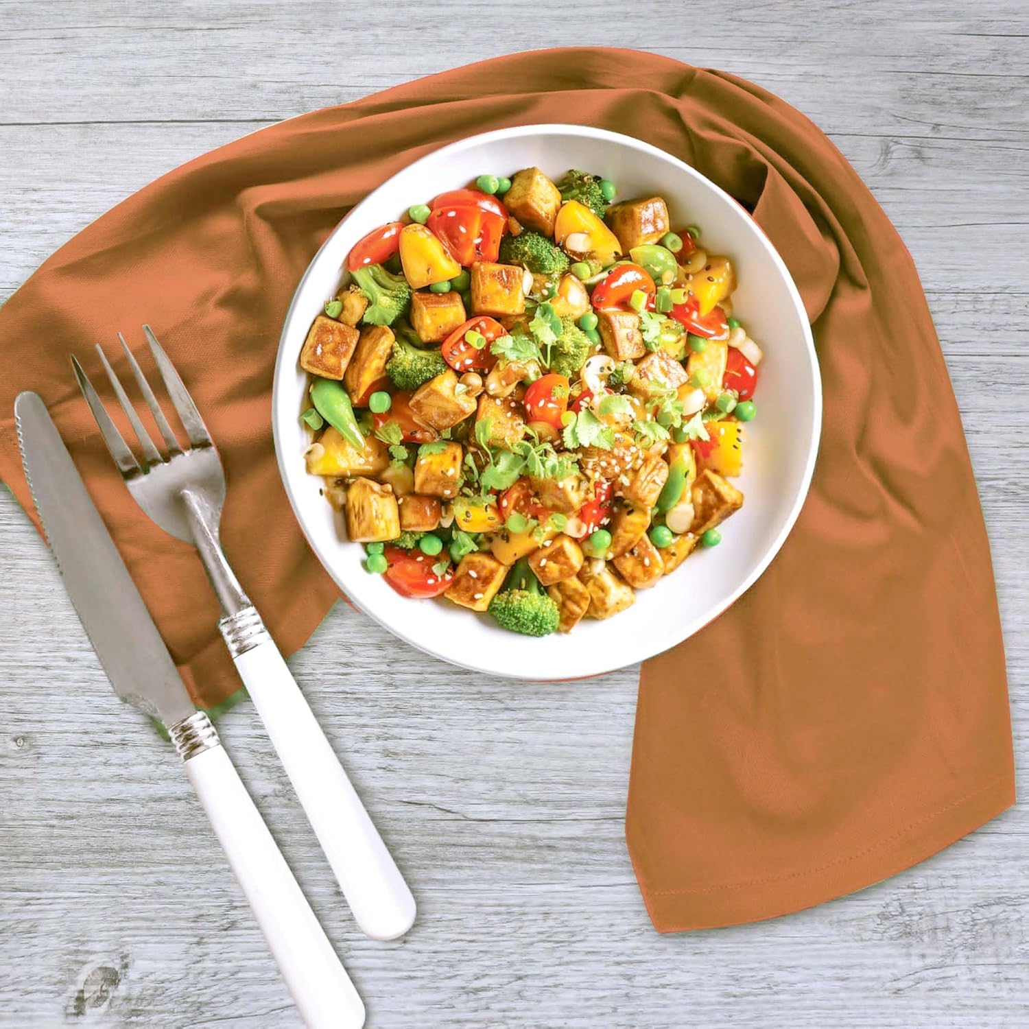 Urban Villa Kitchen Towels Set of 6 Fall Dish Towels for Kitchen 100% Cotton Rust Color Dish Cloths 20''X30'' Large Multi-Purpose Kitchen Hand Towels Highly Absorbent Kitchen Towels with Hanging Loop