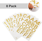 Outus 8 Sheets Vinyl Letter Stickers Self Adhesive Mailbox Numbers Alphabet Stickers Stick on Letters for Christmas Stockings Scrapbook Bulletin Board School Business(2 Inch,Glitter Gold)