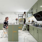 KINGBO Step Stool for Adults/Step Ladder/Counter Chair, 3-Step Folding Portable Wooden Step Stool, Anti-Slip & Lightweight (White)